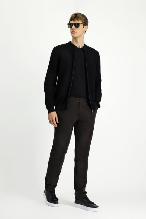 Medium Brown Relaxed Fit Stretch Canvas / Chino Trousers