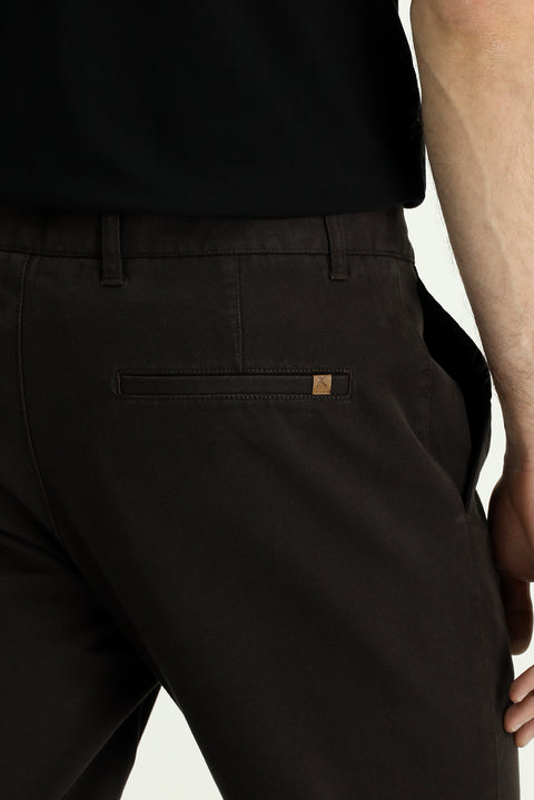 Medium Brown Relaxed Fit Stretch Canvas / Chino Trousers