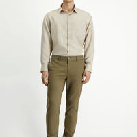 Açık Bej Relaxed Fit Rahat Kesim Likralı Kanvas / Chino Pantolon
