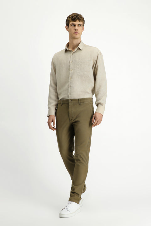 Açık Bej Slim Fit Dar Kesim Likralı Kanvas / Chino Pantolon