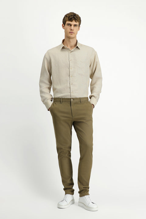 Açık Bej Slim Fit Dar Kesim Likralı Kanvas / Chino Pantolon
