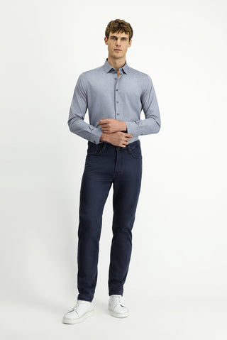  Koyu Lacivert Relaxed Fit Rahat Kesim Likralı Kanvas / Chino Pantolon