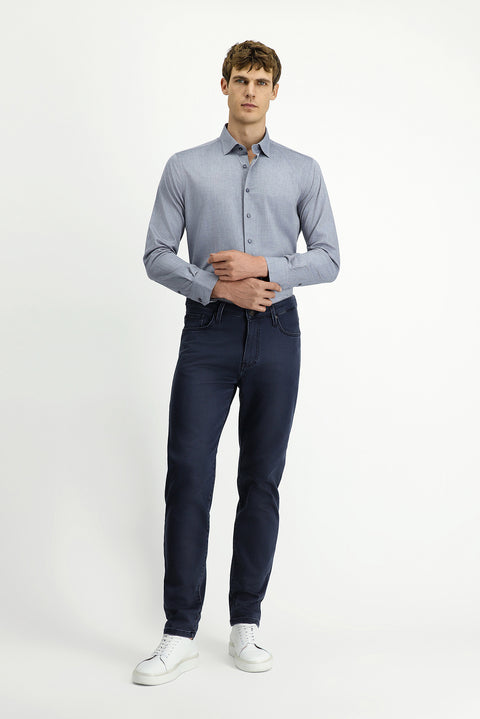 Koyu Lacivert Relaxed Fit Rahat Kesim Likralı Kanvas / Chino Pantolon