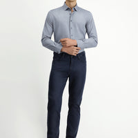 Koyu Lacivert Regular Fit Likralı Kanvas / Chino Pantolon