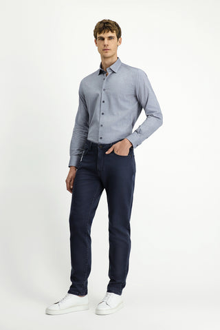  Koyu Lacivert Regular Fit Likralı Kanvas / Chino Pantolon