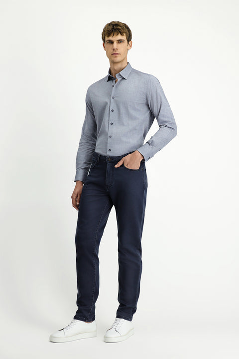 Koyu Lacivert 6 Drop Regular Fit Standart Kesim Likralı Kanvas / Chino Pantolon