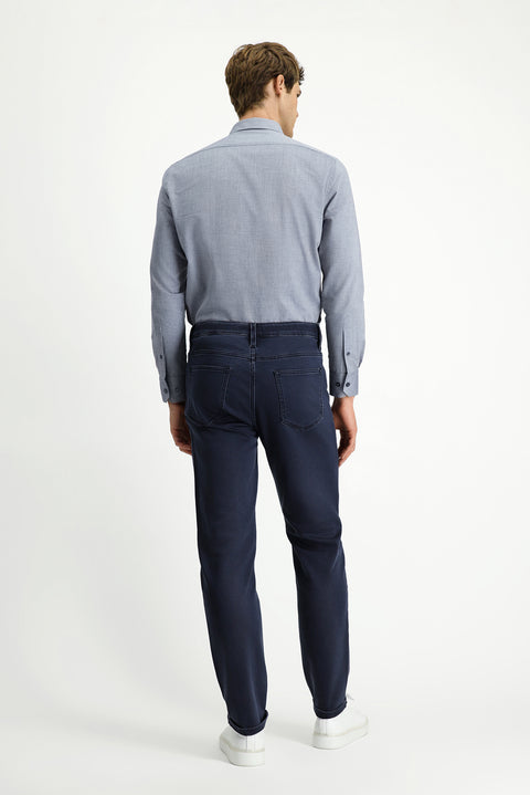 Koyu Lacivert Regular Fit Standart Kesim Likralı Kanvas / Chino Pantolon