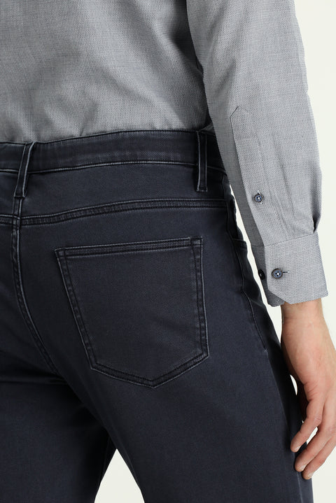 Koyu Lacivert Regular Fit Standart Kesim Likralı Kanvas / Chino Pantolon