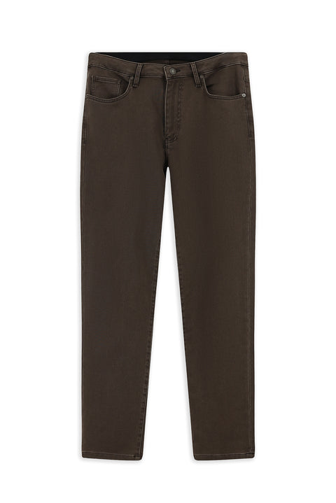 Koyu Kahve Regular Fit Standart Kesim Likralı Kanvas / Chino Pantolon