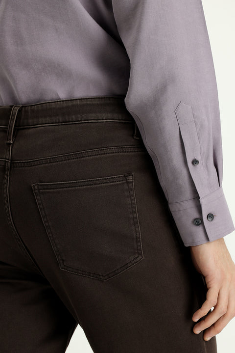 Koyu Kahve Regular Fit Standart Kesim Likralı Kanvas / Chino Pantolon