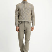 Light Mink Regular Fit Standard Cut Lycra Canvas / Chino Trousers