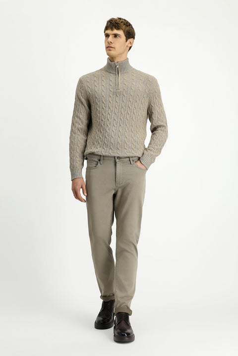 Light Mink Regular Fit Standard Cut Lycra Canvas / Chino Trousers
