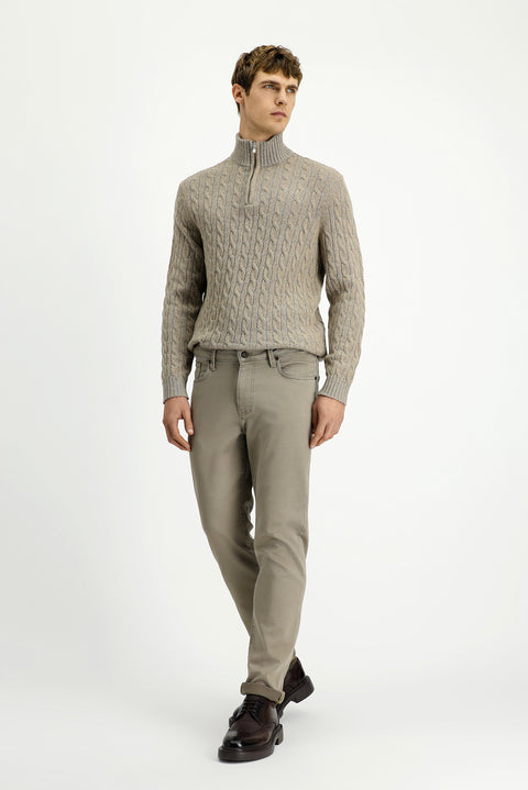 Light Mink Regular Fit Standard Cut Lycra Canvas / Chino Trousers