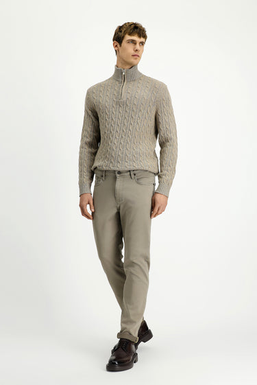 Açık Vizon Regular Fit Likralı Kanvas / Chino Pantolon