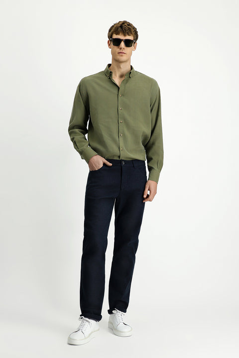 Dark Blue 4 Drop Relaxed Fit Lycra Canvas/Chino Pants