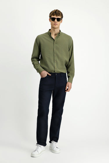 Koyu Mavi  Relaxed Fit Rahat Kesim Likralı Kanvas / Chino Pantolon