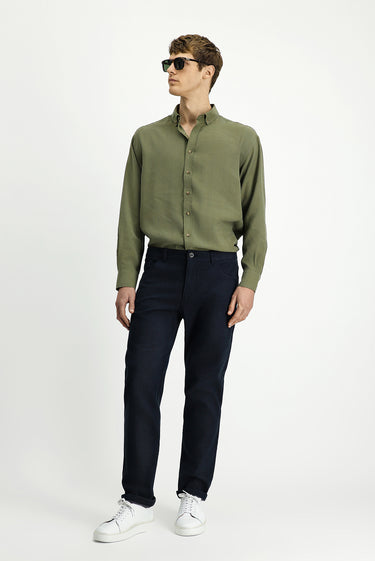 Koyu Mavi  Relaxed Fit Rahat Kesim Likralı Kanvas / Chino Pantolon