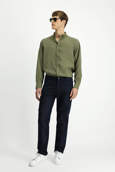 Dark Blue 4 Drop Relaxed Fit Lycra Canvas/Chino Pants