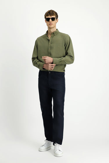 Koyu Mavi  Relaxed Fit Rahat Kesim Likralı Kanvas / Chino Pantolon