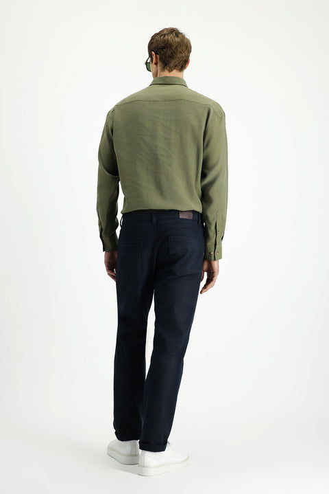 Dark Blue 4 Drop Relaxed Fit Lycra Canvas/Chino Pants