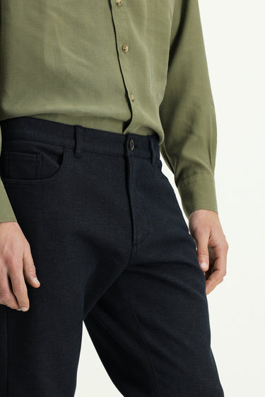 Koyu Mavi  Relaxed Fit Rahat Kesim Likralı Kanvas / Chino Pantolon