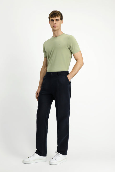 Siyah 4 Drop Relaxed Fit Rahat Kesim Pamuklu Pileli Pantolon