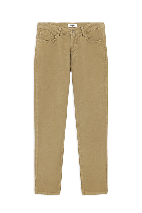 Light Beige Regular Fit Standard Cut Lycra Velvet Trousers
