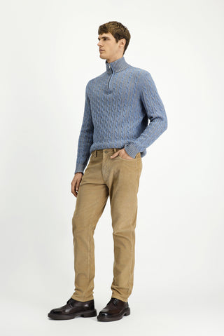  Açık Bej Regular Fit Likralı Kadife Pantolon