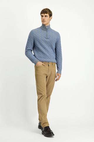  Açık Bej Regular Fit Likralı Kadife Pantolon