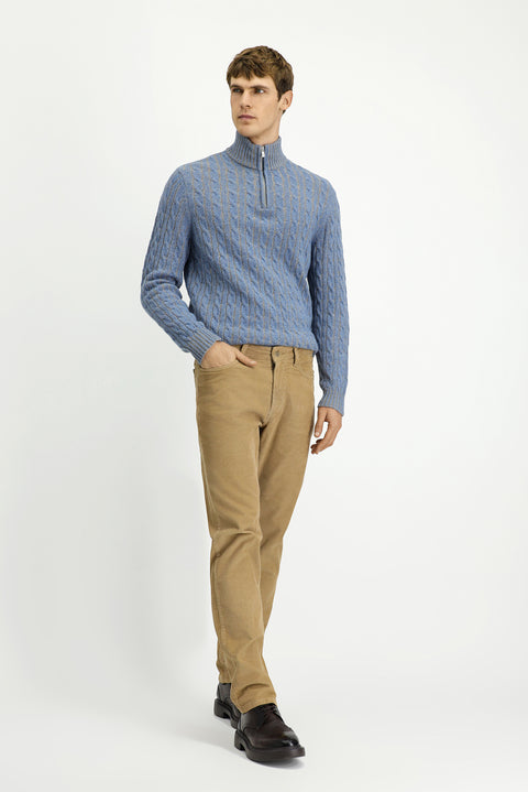 Açık Bej 6 Drop Regular Fit Standart Kesim Likralı Kadife Pantolon