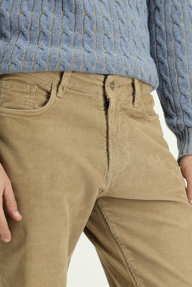 Açık Bej 6 Drop Regular Fit Standart Kesim Likralı Kadife Pantolon