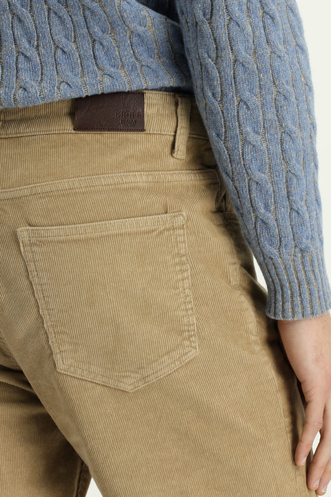 Açık Bej 6 Drop Regular Fit Standart Kesim Likralı Kadife Pantolon