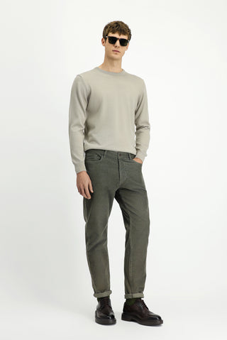  Orta Haki Regular Fit Likralı Kadife Pantolon