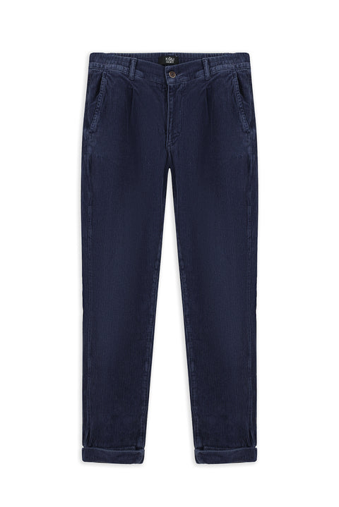 Dark Blue 6 Drop Regular Fit Standard Cut Lycra Velvet Trousers