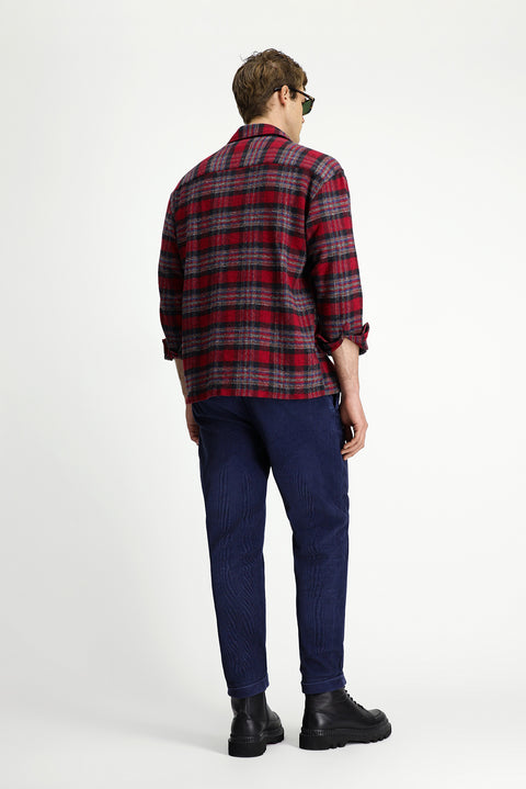 Dark Blue 6 Drop Regular Fit Standard Cut Lycra Velvet Trousers