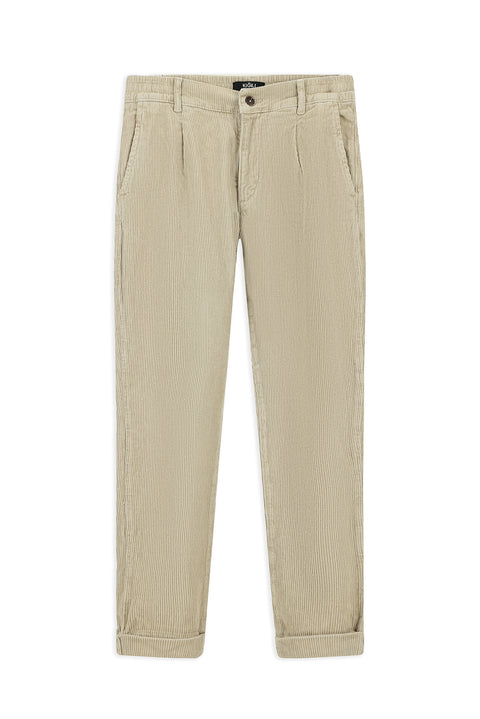 Açık Vizon Tapered Fit Likralı Kadife Pantolon