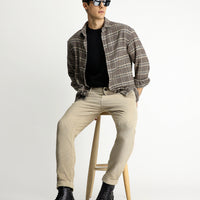 Açık Vizon Tapered Fit Likralı Kadife Pantolon
