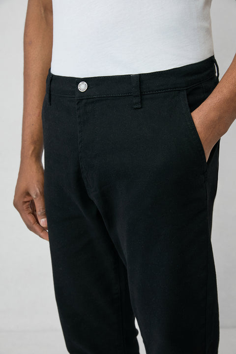 Black Tapered Fit Lycra Stretch Denim Pants
