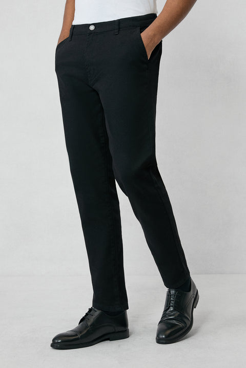 Black Tapered Fit Lycra Stretch Denim Pants