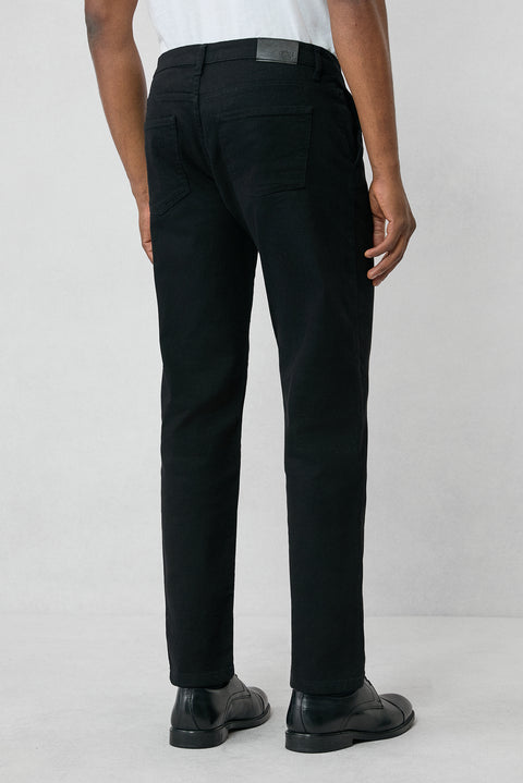 Black Tapered Fit Lycra Stretch Denim Pants