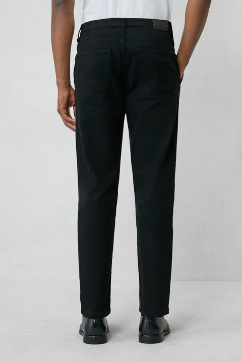 Black Tapered Fit Lycra Stretch Denim Pants