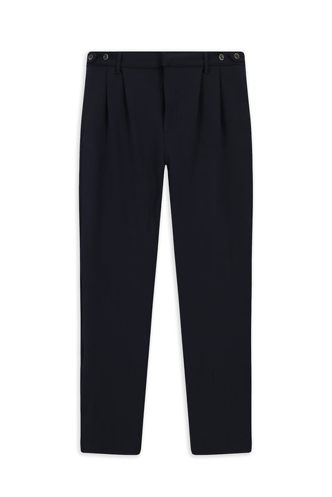 Koyu Lacivert Straight Wide Leg Pileli Pantolon