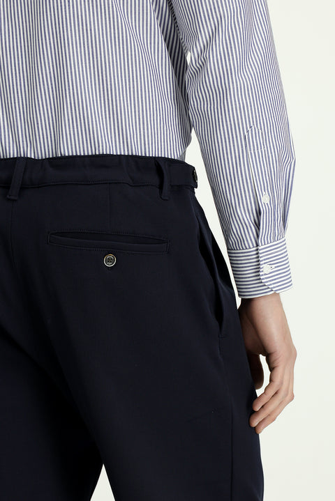 Dark Navy Straight Wide Relaxed Fit Pleated Trousers