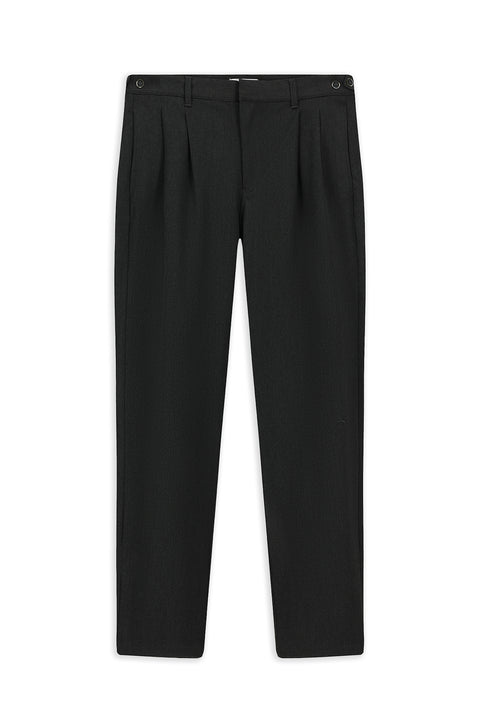 Dark Anthracite Straight Wide Relaxed Fit Pleated Trousers