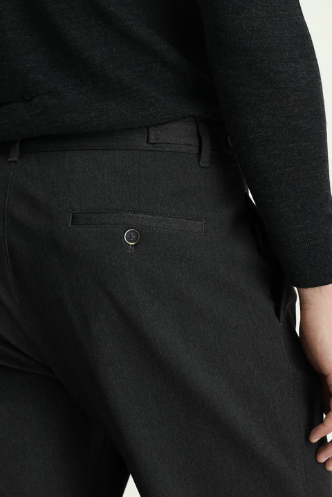 Dark Anthracite Straight Wide Relaxed Fit Pleated Trousers