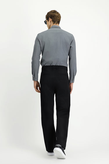  Siyah Straight Relaxed Fit Likralı Kanvas / Chino Pantolon