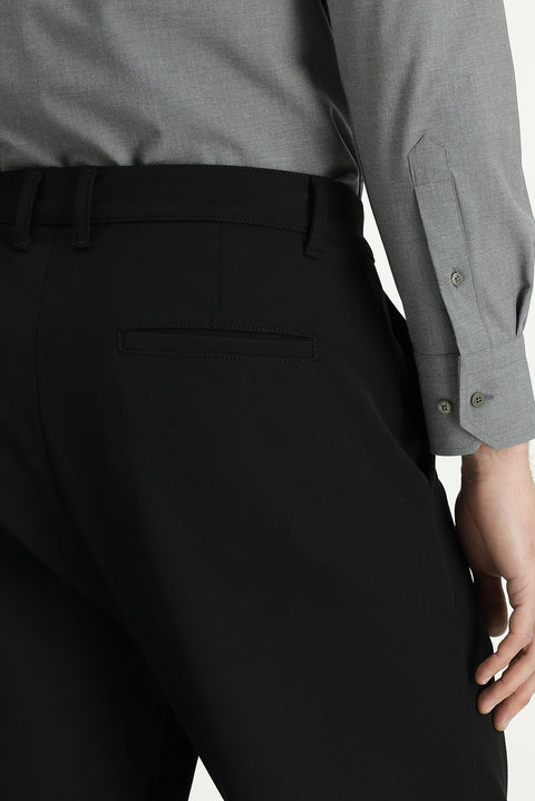Siyah Straight Relaxed Fit Likralı Kanvas / Chino Pantolon