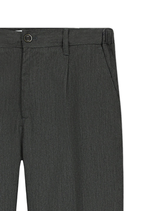Açık Antrasit Straight Relaxed Fit Likralı Esnek Beli Lastikli Pileli Kanvas / Chino Pantolon