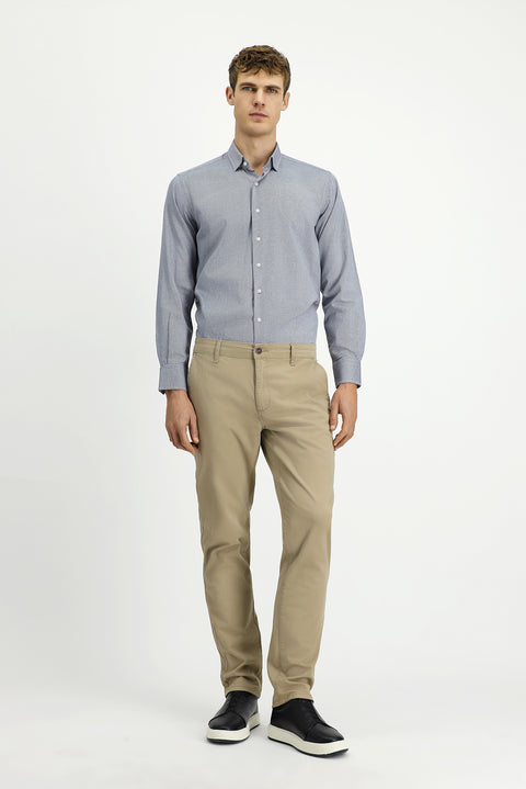 Orta Bej Regular Fit Standart Kesim Likralı Kanvas / Chino Pantolon