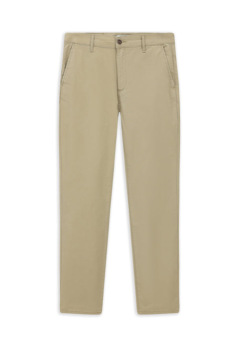 Orta Bej Regular Fit Standart Kesim Likralı Kanvas / Chino Pantolon
